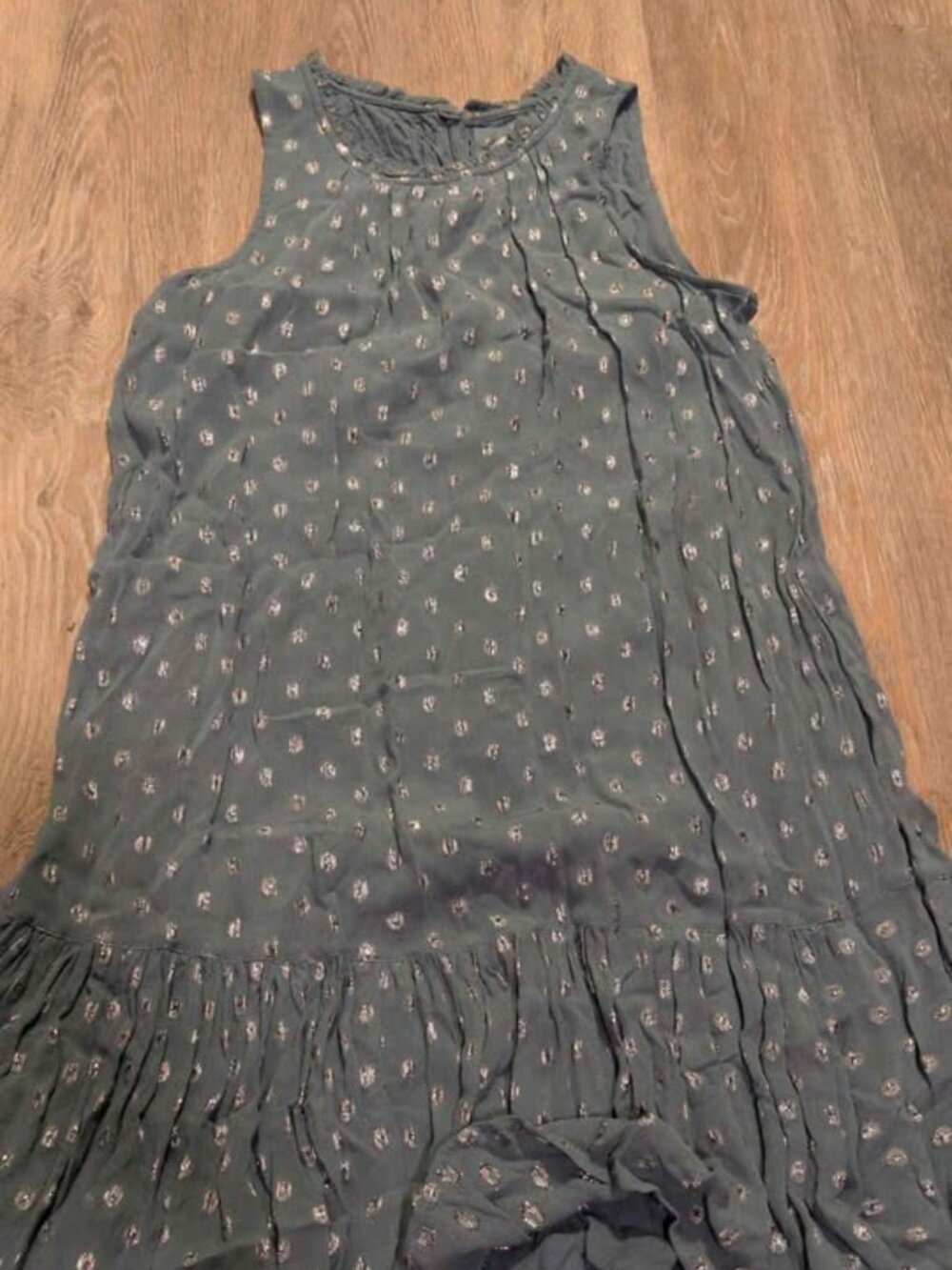 Anthropologie Blue Sleeveless Metallic Polka Dot Dress Size XSP